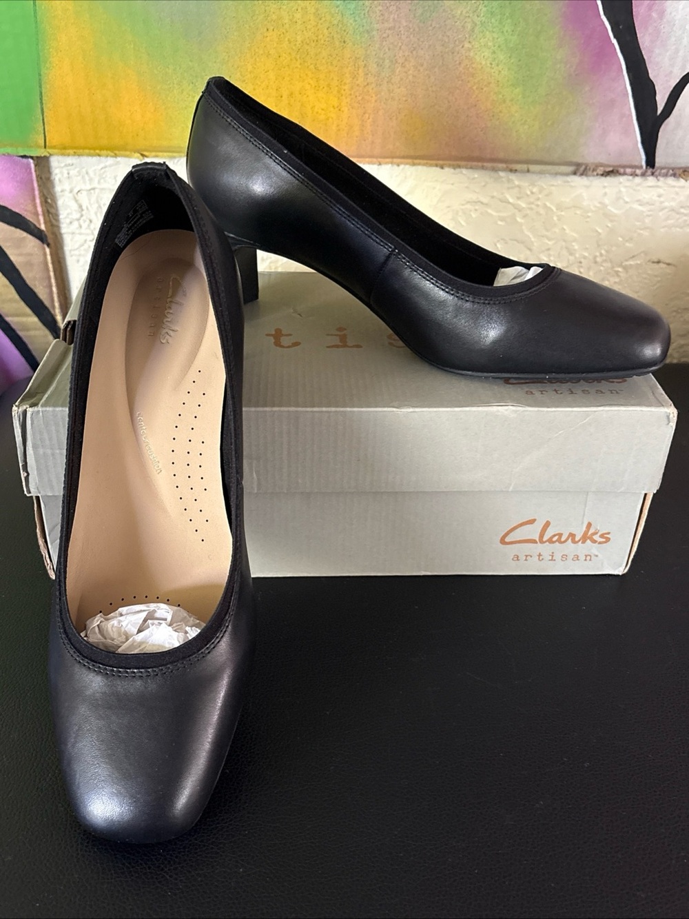 Clarks Artisan Anelise Nora Black Leather Pumps Size 9.5 ~ New in Box